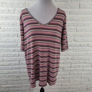 Lane Bryant Womens Top 22 24 Plus Tee Short Sleeve Knit Comfy Pink STR145E